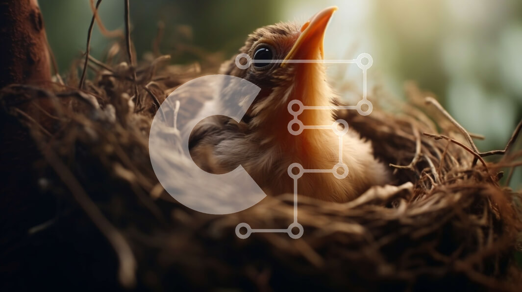 Intra Συλλεκτικό Ξύλινο Παζλ Plywood  4mm - Μικρό πουλί στη φωλιά με κλαδιά και φύλλα Σε Ξύλινο Κουτί - Διαστάσεις: 10x10 cm – 25 κομμάτια