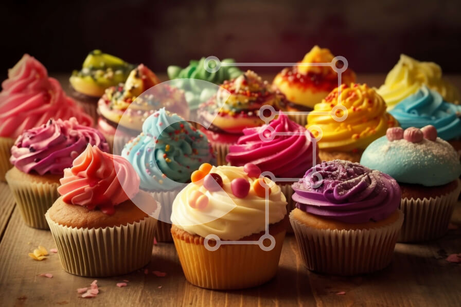 Σετ των 2 Intra Συλλεκτικό Ξύλινο Παζλ Plywood  4mm - Λαχταριστά cupcakes με διαφορετικές γεύσεις σε ξύλινο τραπέζι Σε Ξύλινο Κουτί - Διαστάσεις: 10x10 cm – 25 κομμάτια