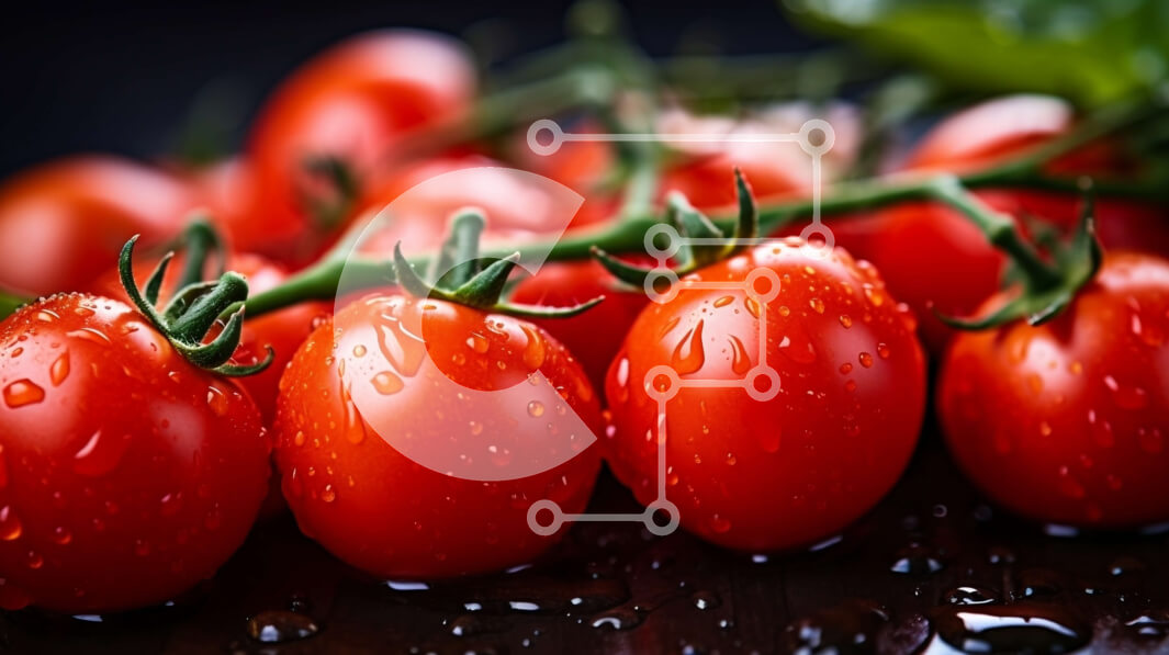 Σετ των 2 Intra Συλλεκτικό Ξύλινο Παζλ Plywood  4mm - Φρέσκες κόκκινες ντομάτες με σταγονίδια νερού Σε Ξύλινο Κουτί - Διαστάσεις: 10x10 cm – 25 κομμάτια