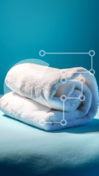 Intra Συλλεκτικό Ξύλινο Παζλ Plywood  4mm - Καθαρές και απλές λευκές πετσέτες σε μπλε επιφάνεια Σε Ξύλινο Κουτί - Διαστάσεις Puzzle: 10x10 cm – 25 κομμάτια