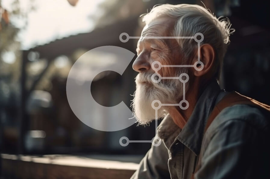 Intra Συλλεκτικό Ξύλινο Παζλ Plywood  4mm - Πορτρέτο ενός ηλικιωμένου σε έναν πάγκο σε ένα όμορφο αγροτικό τοπίο Σε Ξύλινο Κουτί - Διαστάσεις Puzzle: 10x10 cm – 25 κομμάτια