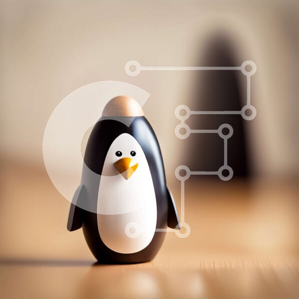 Intra Συλλεκτικό Ξύλινο Παζλ Plywood  4mm - Αξιολάτρευτο άγαλμα πιγκουίνου σε ξύλινο φόντο Σε Ξύλινο Κουτί - Διαστάσεις: 10x10 cm – 25 κομμάτια