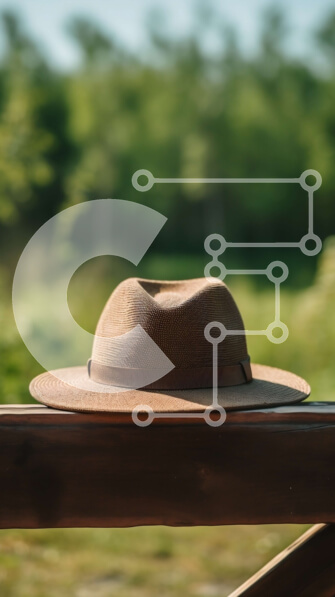 Σετ των 2 Intra Συλλεκτικό Ξύλινο Παζλ Plywood  4mm - Καφέ καπέλο σε ξύλινο φράχτη στο καταπράσινο δάσος Σε Ξύλινο Κουτί - Διαστάσεις: 10x10 cm – 25 κομμάτια