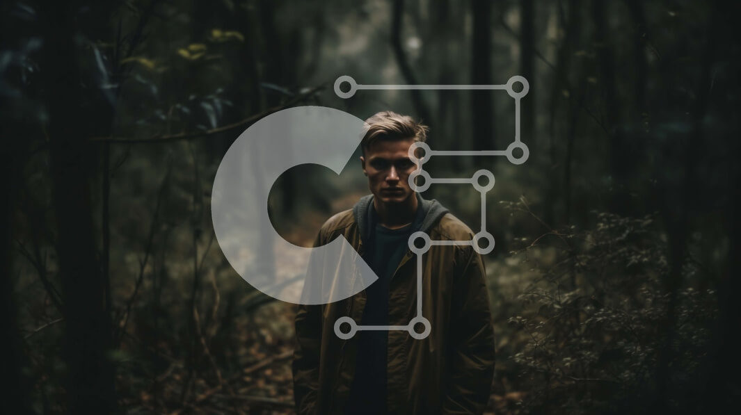 Intra Συλλεκτικό Ξύλινο Παζλ Plywood  4mm - Μυστηριώδης φωτογραφία ενός άνδρα σε ένα σκοτεινό δάσος Σε Ξύλινο Κουτί - Διαστάσεις: 10x10 cm – 25 κομμάτια