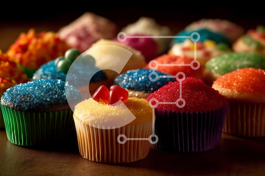 Σετ των 2 Intra Συλλεκτικό Ξύλινο Παζλ Plywood  4mm - Πολύχρωμα cupcakes σε ξύλινο τραπέζι Σε Ξύλινο Κουτί - Διαστάσεις: 10x10 cm – 25 κομμάτια