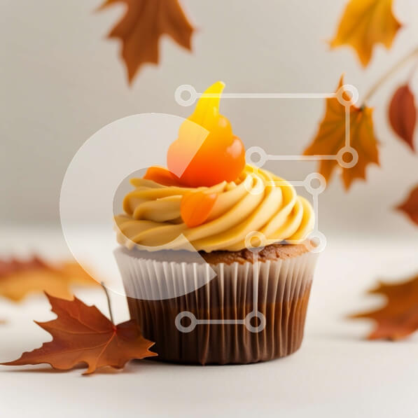 Σετ των 2 Intra Συλλεκτικό Ξύλινο Παζλ Plywood  4mm - Λαχταριστό cupcake με παγωμένο πορτοκάλι και φθινοπωρινά φύλλα Σε Ξύλινο Κουτί - Διαστάσεις: 10x10 cm – 25 κομμάτια