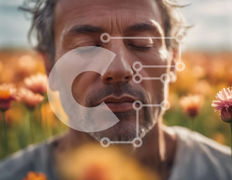 Intra Συλλεκτικό Ξύλινο Παζλ Plywood  4mm - Άτομο που στέκεται στο πεδίο των λουλουδιών Σε Ξύλινο Κουτί - Διαστάσεις: 10x10 cm – 25 κομμάτια