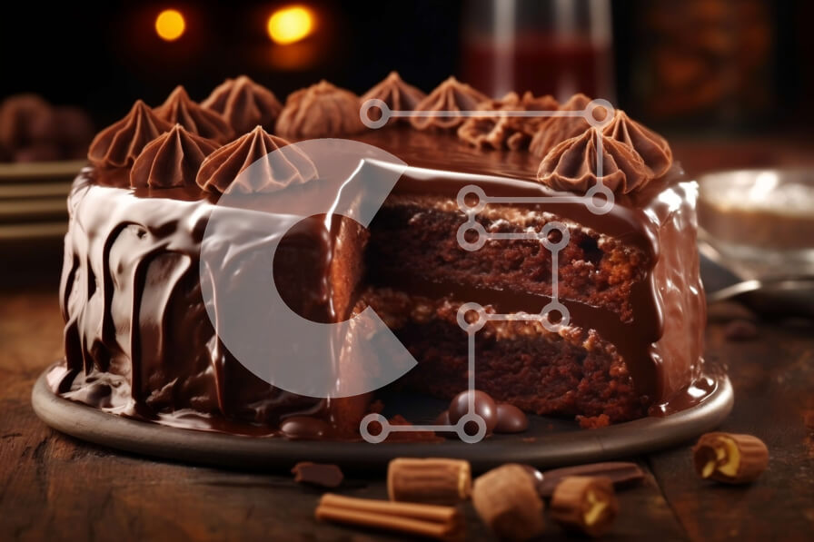 Σετ των 2 Intra Συλλεκτικό Ξύλινο Παζλ Plywood  4mm - Παρακμιακό κέικ σοκολάτας με παχύ πάγο Σε Ξύλινο Κουτί - Διαστάσεις: 10x10 cm – 25 κομμάτια