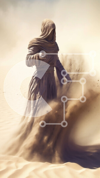 Σετ των 2 Intra Συλλεκτικό Ξύλινο Παζλ Plywood  4mm - Άτομο της ερήμου που περπατά με την άμμο που φυσά Σε Ξύλινο Κουτί - Διαστάσεις: 10x10 cm – 25 κομμάτια