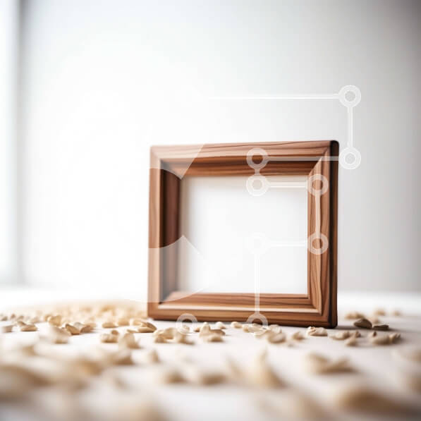 Intra Συλλεκτικό Ξύλινο Παζλ Plywood  4mm - Άδειο ξύλινο πλαίσιο φωτογραφιών σε ένα τραπέζι με φιστίκια Σε Ξύλινο Κουτί - Διαστάσεις: 10x10 cm – 25 κομμάτια