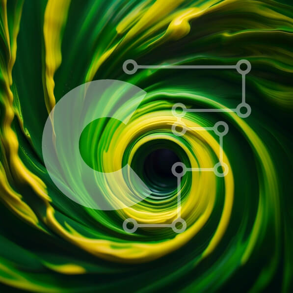 Intra Συλλεκτικό Ξύλινο Παζλ Plywood  4mm - Puzzle με Θέμα Abstract Art: Swirling Vortex of Green and Yellow Paint Σε Ξύλινο Κουτί - Διαστάσεις Puzzle: 10x10 cm – 25 κομμάτια