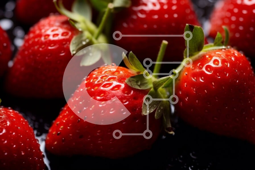 Σετ των 2 Intra Συλλεκτικό Ξύλινο Παζλ Plywood  4mm - Φρέσκες ώριμες φράουλες σε μαύρη επιφάνεια Σε Ξύλινο Κουτί - Διαστάσεις: 10x10 cm – 25 κομμάτια