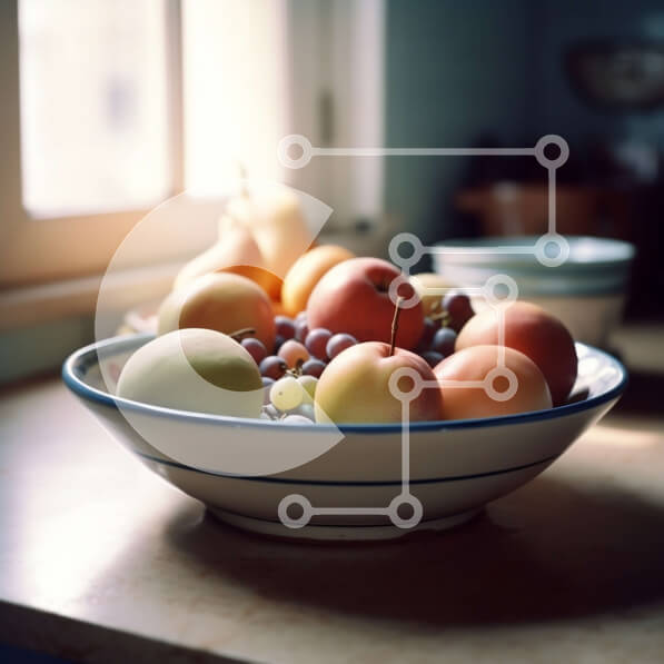 Σετ των 2 Intra Συλλεκτικό Ξύλινο Παζλ Plywood  4mm - Φρέσκο ​​και πολύχρωμο μπολ με μικτά φρούτα στο τραπέζι δίπλα στο παράθυρο Σε Ξύλινο Κουτί - Διαστάσεις: 10x10 cm – 25 κομμάτια