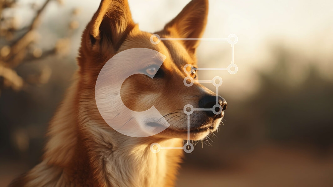 Σετ των 2 Intra Συλλεκτικό Ξύλινο Παζλ Plywood  4mm - Κοντινό πλάνο του προσώπου ενός σκύλου με καφέ γούνα και έντονο βλέμμα Σε Ξύλινο Κουτί - Διαστάσεις: 10x10 cm – 25 κομμάτια