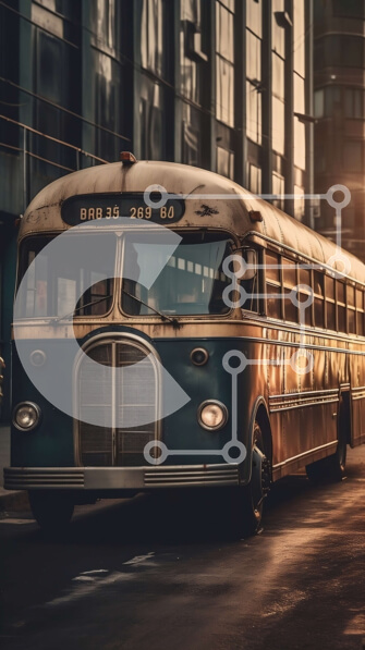 Intra Συλλεκτικό Ξύλινο Παζλ Plywood  4mm - Vintage λεωφορείο στο ηλιοβασίλεμα - αστική συγκοινωνία Σε Ξύλινο Κουτί - Διαστάσεις Puzzle: 10x10 cm – 25 κομμάτια