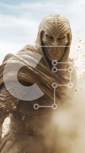 Intra Συλλεκτικό Ξύλινο Παζλ Plywood  4mm - Μυστηριώδες πρόσωπο με τη ρόμπα και την κουκούλα που στέκεται στην έρημο Sandy Σε Ξύλινο Κουτί - Διαστάσεις Puzzle: 10x10 cm – 25 κομμάτια