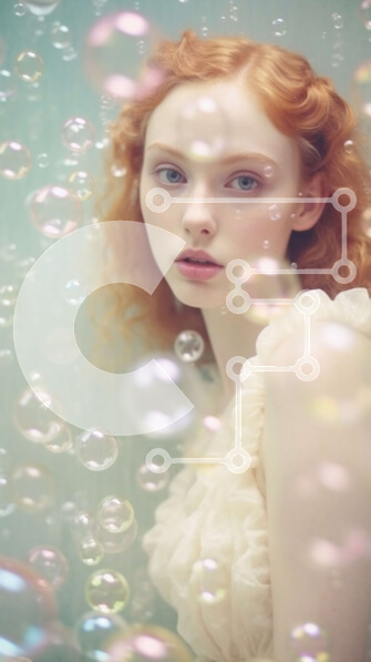 Intra Συλλεκτικό Ξύλινο Παζλ Plywood  4mm - Σοβαρή γυναίκα που στέκεται μπροστά από έναν τοίχο από φυσαλίδες Σε Ξύλινο Κουτί - Διαστάσεις Puzzle: 10x10 cm – 25 κομμάτια