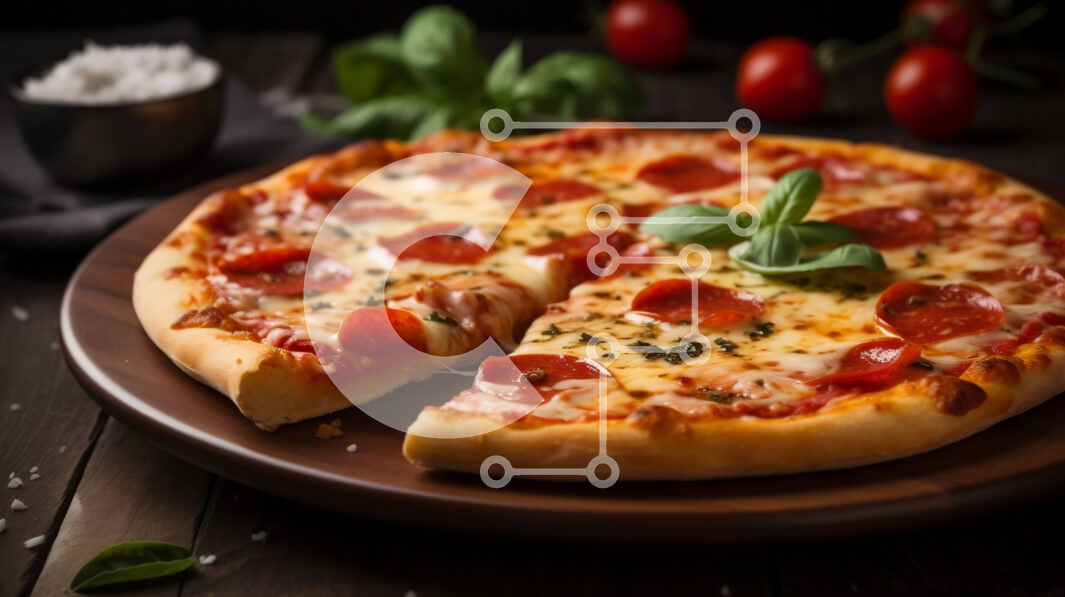 Σετ των 2 Intra Συλλεκτικό Ξύλινο Παζλ Plywood  4mm - Νόστιμη πίτσα Pepperoni με τυρί μοτσαρέλα και φύλλα βασιλικού Σε Ξύλινο Κουτί - Διαστάσεις: 10x10 cm – 25 κομμάτια