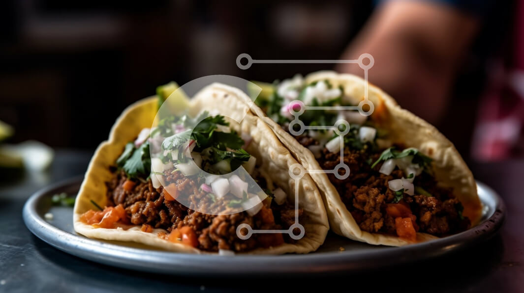 Σετ των 2 Intra Συλλεκτικό Ξύλινο Παζλ Plywood  4mm - Νόστιμη εικόνα Tacos με φρέσκα λαχανικά και σάλσα Σε Ξύλινο Κουτί - Διαστάσεις: 10x10 cm – 25 κομμάτια