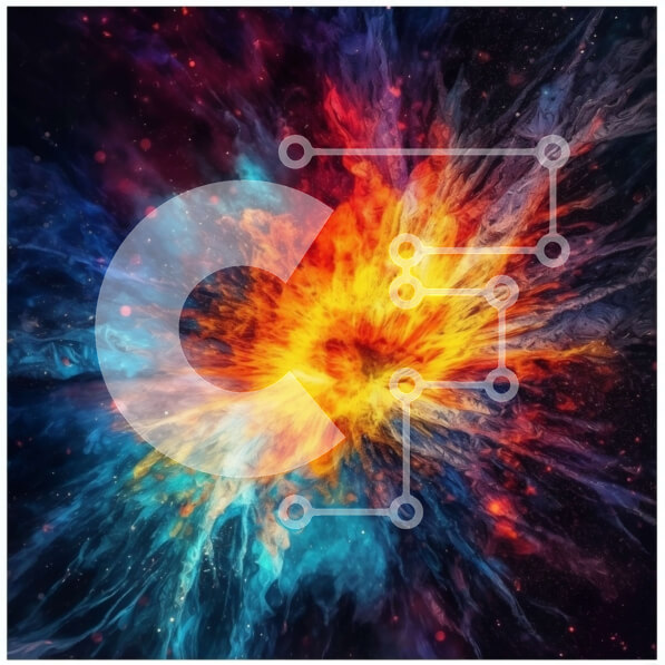 Intra Συλλεκτικό Ξύλινο Παζλ Plywood  4mm - Δονούμενη διαστημική έκρηξη με αστέρια και νεφελώματα Σε Ξύλινο Κουτί - Διαστάσεις: 10x10 cm – 25 κομμάτια