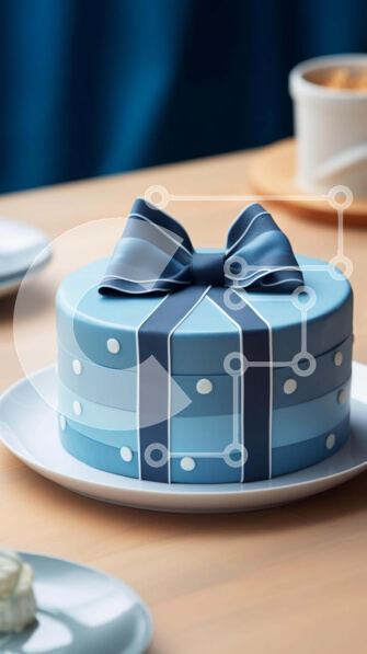 Intra Συλλεκτικό Ξύλινο Παζλ Plywood  4mm - Μπλε και άσπρο κέικ στο τραπέζι με φλιτζάνια και πιατάκια Σε Ξύλινο Κουτί - Διαστάσεις: 10x10 cm – 25 κομμάτια