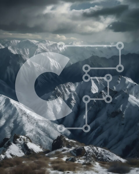 Intra Συλλεκτικό Ξύλινο Παζλ Plywood  4mm - Εκπληκτικό τοπίο των χιονισμένων βουνών με τα σκοτεινά σύννεφα στον ορίζοντα Σε Ξύλινο Κουτί - Διαστάσεις: 10x10 cm – 25 κομμάτια