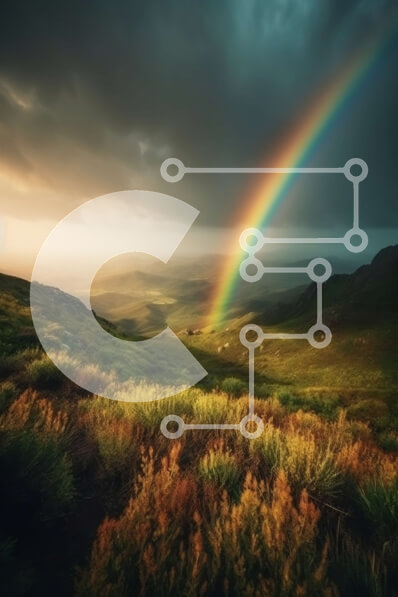 Σετ των 2 Intra Συλλεκτικό Ξύλινο Παζλ Plywood  4mm - Όμορφο ουράνιο τόξο πάνω από μια καταπράσινη κοιλάδα με βουνά στο φόντο Σε Ξύλινο Κουτί - Διαστάσεις: 10x10 cm – 25 κομμάτια