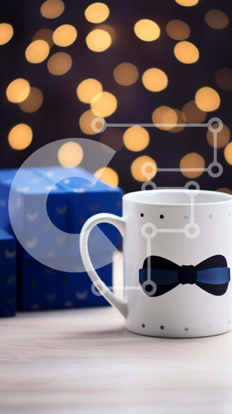 Intra Συλλεκτικό Ξύλινο Παζλ Plywood  4mm - Κομψή κούπα καφέ παπιγιόν σε μπλε κουτιά δώρου Σε Ξύλινο Κουτί - Διαστάσεις: 10x10 cm – 25 κομμάτια