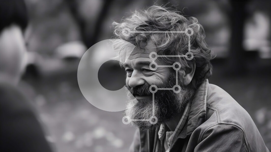 Intra Συλλεκτικό Ξύλινο Παζλ Plywood  4mm - Όμορφη ασπρόμαυρη φωτογραφία ενός ηλικιωμένου άνδρα που κάθεται σε ένα παγκάκι στο πάρκο Σε Ξύλινο Κουτί - Διαστάσεις Puzzle: 10x10 cm – 25 κομμάτια