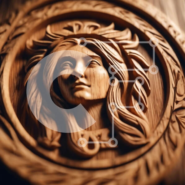 Intra Συλλεκτικό Ξύλινο Παζλ Plywood  4mm - Περίτεχνα σκαλιστό ξυλόγλυπτο γυναικείου προσώπου Σε Ξύλινο Κουτί - Διαστάσεις Puzzle: 10x10 cm – 25 κομμάτια