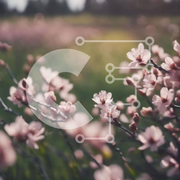 Intra Συλλεκτικό Ξύλινο Παζλ Plywood  4mm - Ανθισμένα ροζ λουλούδια σε ένα χωράφι Σε Ξύλινο Κουτί - Διαστάσεις: 10x10 cm – 25 κομμάτια