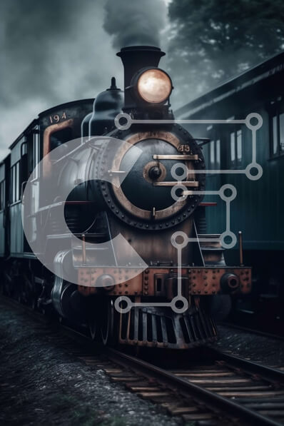 Intra Συλλεκτικό Ξύλινο Παζλ Plywood  4mm - Απόκοσμη και μυστηριώδης εικόνα μιας vintage ατμομηχανής μπροστά από ένα σκοτεινό δάσος Σε Ξύλινο Κουτί - Διαστάσεις Puzzle: 10x10 cm – 25 κομμάτια