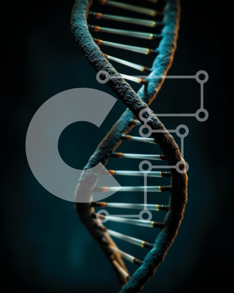 Intra Συλλεκτικό Ξύλινο Παζλ Plywood  4mm - Εικόνα διπλής έλικας DNA σε ασπρόμαυρο Σε Ξύλινο Κουτί - Διαστάσεις Puzzle: 10x10 cm – 25 κομμάτια