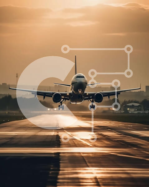 Intra Συλλεκτικό Ξύλινο Παζλ Plywood  4mm - Εκπληκτική εικόνα του αεροπλάνου που απογειώνεται από το αεροδρόμιο στο ηλιοβασίλεμα Σε Ξύλινο Κουτί - Διαστάσεις Puzzle: 10x10 cm – 25 κομμάτια