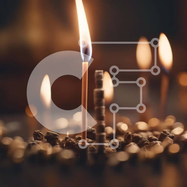 Intra Συλλεκτικό Ξύλινο Παζλ Plywood  4mm - Ομάδα αναμμένων κεριών στον πέτρινο βωμό Σε Ξύλινο Κουτί - Διαστάσεις Puzzle: 10x10 cm – 25 κομμάτια