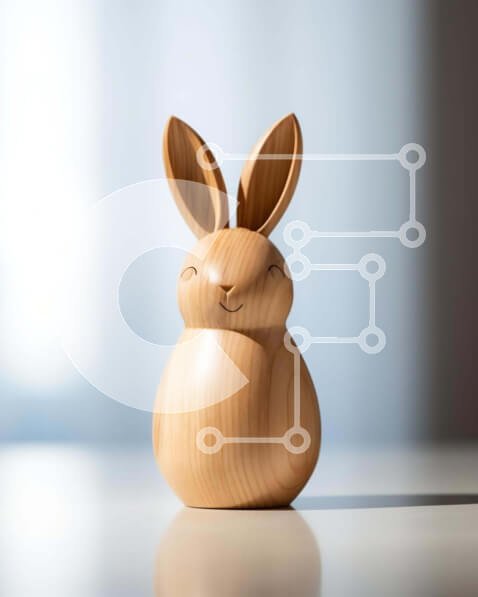 Intra Συλλεκτικό Ξύλινο Παζλ Plywood  4mm - Καλοσυντηρημένο ξύλινο ειδώλιο λαγουδάκι σε άδειο τραπέζι Σε Ξύλινο Κουτί - Διαστάσεις: 10x10 cm – 25 κομμάτια