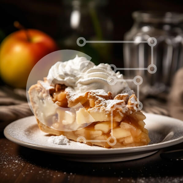 Σετ των 2 Intra Συλλεκτικό Ξύλινο Παζλ Plywood  4mm - Λαχταριστή εικόνα της μηλόπιτας με παγωτό βανίλια και κανέλα στην κορυφή Σε Ξύλινο Κουτί - Διαστάσεις: 10x10 cm – 25 κομμάτια