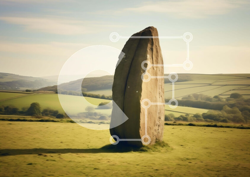 Intra Συλλεκτικό Ξύλινο Παζλ Plywood  4mm - Μυστηριώδης πέτρα που στέκεται μόνη σε ένα χωράφι Σε Ξύλινο Κουτί - Διαστάσεις: 10x10 cm – 25 κομμάτια