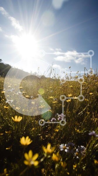 Σετ των 2 Intra Συλλεκτικό Ξύλινο Παζλ Plywood  4mm - Όμορφη εικόνα ενός χωραφιού με αγριολούλουδα μια ηλιόλουστη μέρα Σε Ξύλινο Κουτί - Διαστάσεις: 10x10 cm – 25 κομμάτια