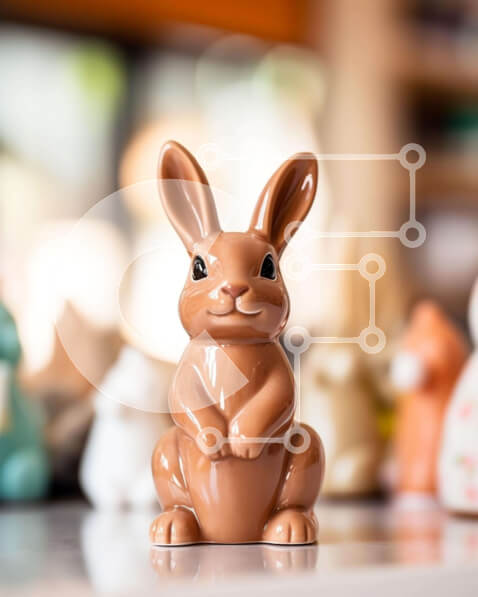 Intra Συλλεκτικό Ξύλινο Παζλ Plywood  4mm - Καφέ ειδώλιο λαγουδάκι στο τραπέζι με κατσαρόλες και τηγάνια Σε Ξύλινο Κουτί - Διαστάσεις: 10x10 cm – 25 κομμάτια