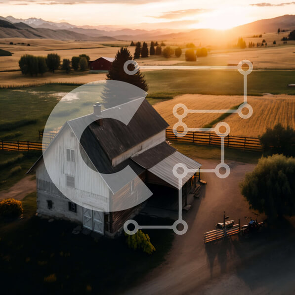 Intra Συλλεκτικό Ξύλινο Παζλ Plywood  4mm - Γραφική εικόνα του αχυρώνα στο ηλιοβασίλεμα με θέα στο βουνό Σε Ξύλινο Κουτί - Διαστάσεις: 10x10 cm – 25 κομμάτια