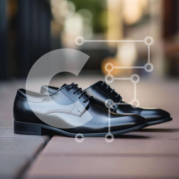 Σετ των 2 Intra Συλλεκτικό Ξύλινο Παζλ Plywood  4mm - Ζευγάρι μαύρα παπούτσια Derby στο πεζοδρόμιο Σε Ξύλινο Κουτί - Διαστάσεις: 10x10 cm – 25 κομμάτια