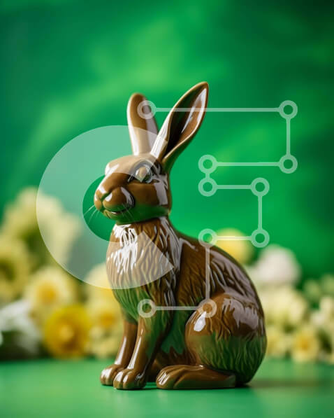 Intra Συλλεκτικό Ξύλινο Παζλ Plywood  4mm - Ειδώλιο Πασχαλινό λαγουδάκι με κίτρινα λουλούδια και πράσινο φύλλωμα Σε Ξύλινο Κουτί - Διαστάσεις Puzzle: 10x10 cm – 25 κομμάτια