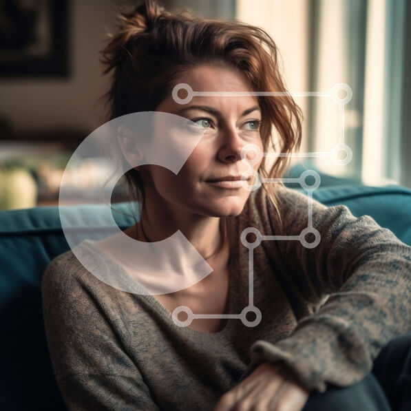 Intra Συλλεκτικό Ξύλινο Παζλ Plywood  4mm - Μοναχική γυναίκα σε έναν καναπέ που κοιτάζει έξω από το παράθυρο Σε Ξύλινο Κουτί - Διαστάσεις Puzzle: 10x10 cm – 25 κομμάτια