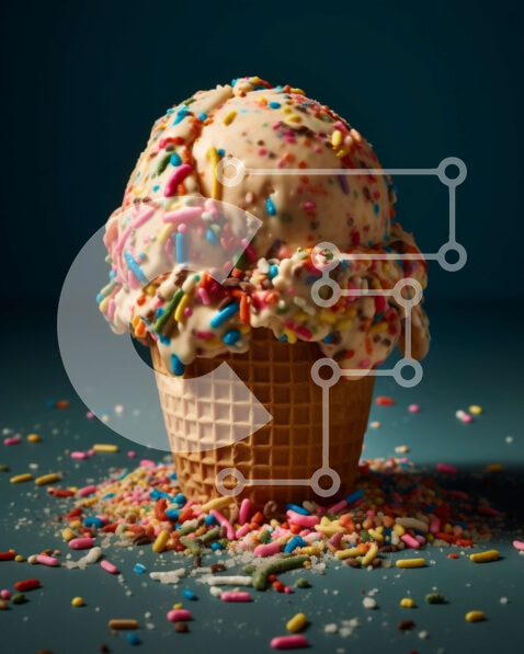 Σετ των 2 Intra Συλλεκτικό Ξύλινο Παζλ Plywood  4mm - Λαχταριστή σέσουλα παγωτού σε χωνάκι βάφλας με ψεκασμούς Σε Ξύλινο Κουτί - Διαστάσεις: 10x10 cm – 25 κομμάτια