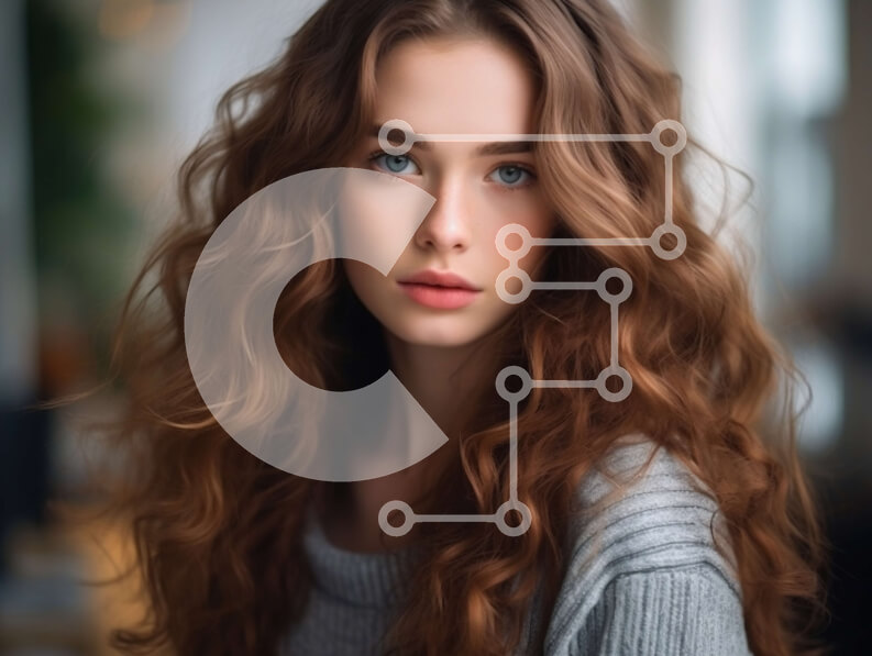 Intra Συλλεκτικό Ξύλινο Παζλ Plywood  4mm - Πορτρέτο μιας νεαρής γυναίκας με σγουρά κοκκινοκαφέ μαλλιά και καστανά μάτια Σε Ξύλινο Κουτί - Διαστάσεις Puzzle: 10x10 cm – 25 κομμάτια