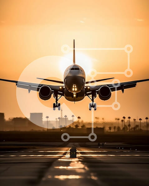 Intra Συλλεκτικό Ξύλινο Παζλ Plywood  4mm - Εκπληκτική εικόνα ενός σύγχρονου αεροσκάφους που απογειώνεται στο ηλιοβασίλεμα Σε Ξύλινο Κουτί - Διαστάσεις Puzzle: 10x10 cm – 25 κομμάτια