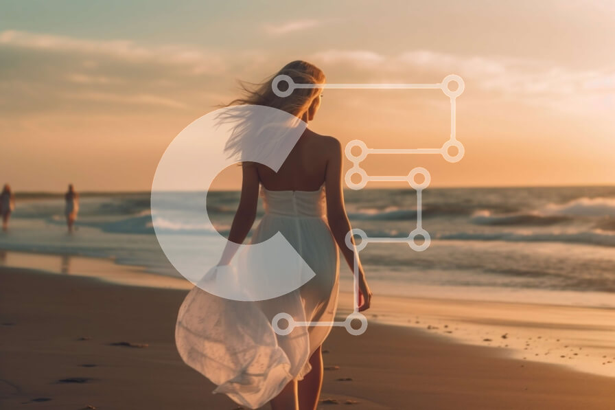 Intra Συλλεκτικό Ξύλινο Παζλ Plywood  4mm - Εκπληκτική φωτογραφία γυναίκας με λευκό φόρεμα στην παραλία στο ηλιοβασίλεμα Σε Ξύλινο Κουτί - Διαστάσεις: 10x10 cm – 25 κομμάτια