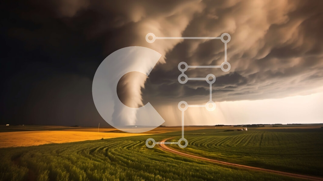 Intra Συλλεκτικό Ξύλινο Παζλ Plywood  4mm - Εκπληκτική εικόνα ενός ανεμοστρόβιλου σε απόσταση Σε Ξύλινο Κουτί - Διαστάσεις: 10x10 cm – 25 κομμάτια