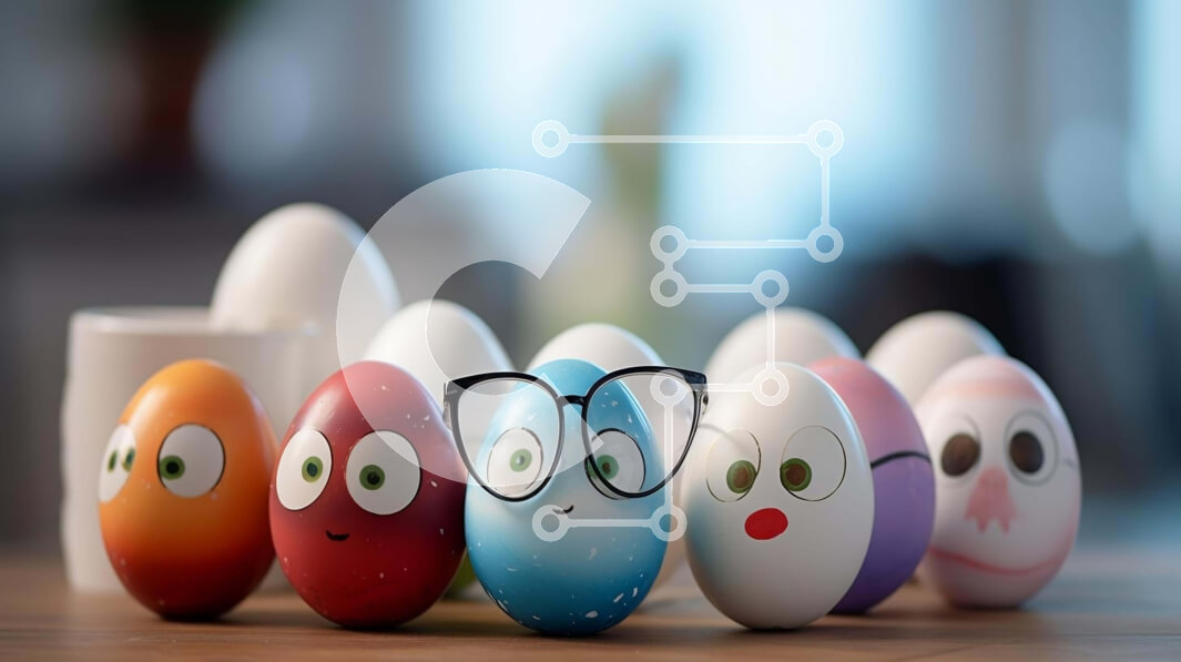 Intra Συλλεκτικό Ξύλινο Παζλ Plywood  4mm - Πολύχρωμα Πασχαλινά αυγά με εκφραστικά πρόσωπα Σε Ξύλινο Κουτί - Διαστάσεις: 10x10 cm – 25 κομμάτια